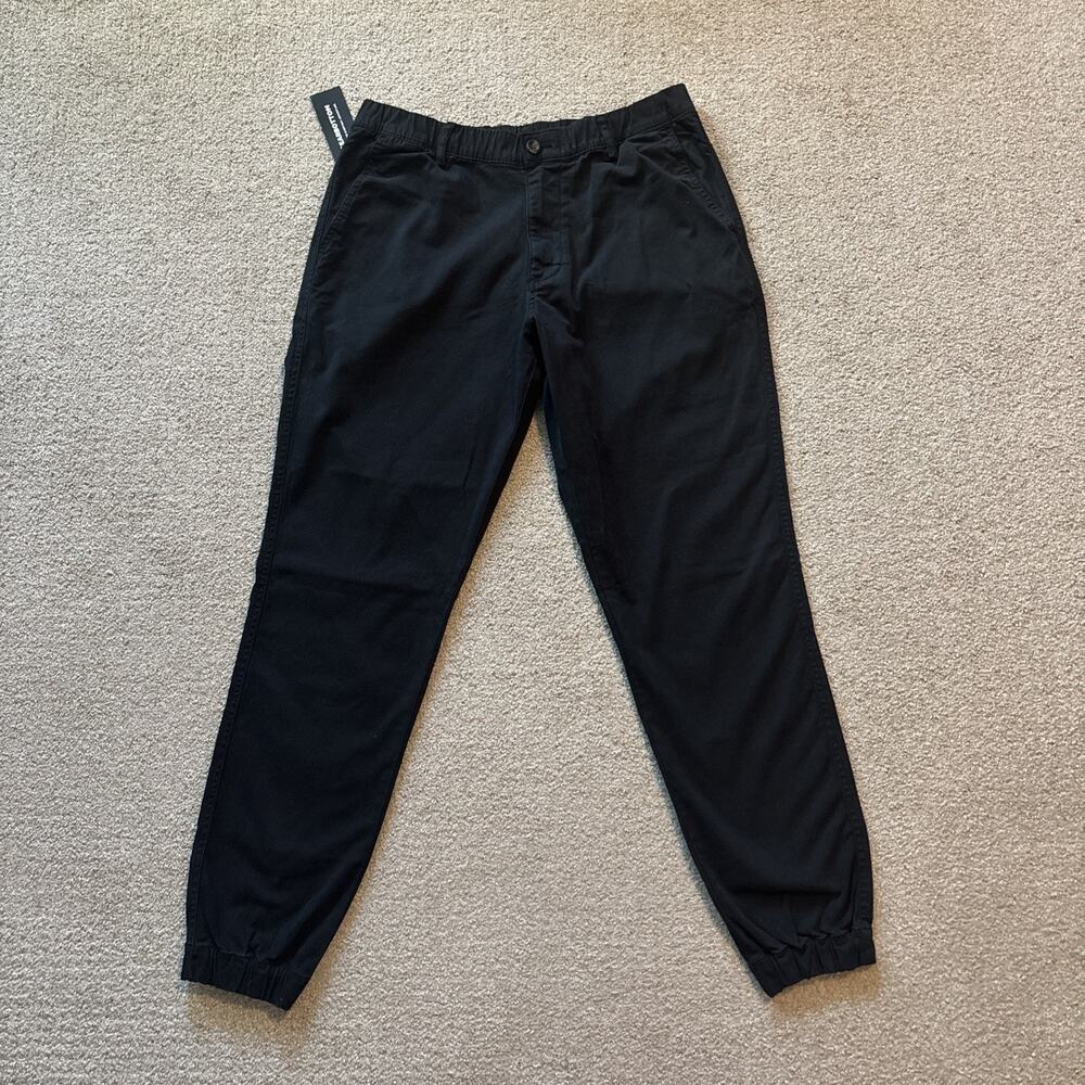 Bear Bottom Chino Joggers Mens Sz L Black Elastic Waist Stretch Pockets NWT